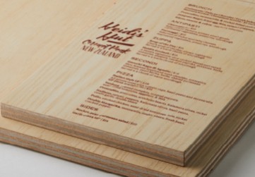 Menu Printed onto Plywood