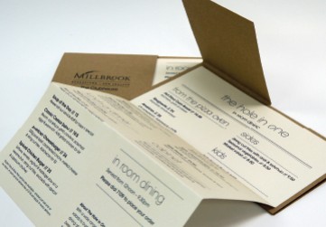 Menus Digitally Printed (Diecut, Folded, Glued and Hand Formed)